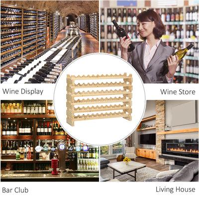 HOMCOM Six-Tier, 72 Bottle Wooden Wine Rack Set of 2 - Natural 