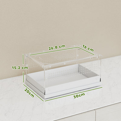 PawHut Acrylic Reptile Terrarium with Top Sliding Door, Vents,  for Snake, Frog, Spider, Gecko, Tarantula, 30 x 20 x 15 cm 