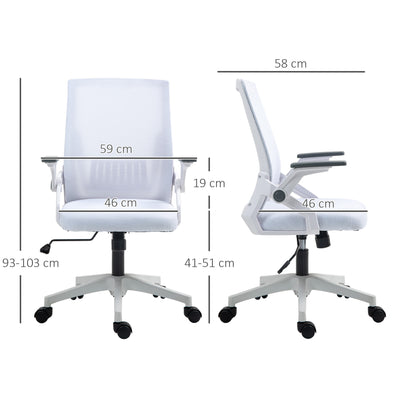 Vinsetto Office Chair, with Lumbar Support - White 