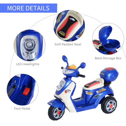 HOMCOM Kids Electric Ride On Toy Car 6V Electric Motorbike with Chargeable Battery Headlight and Music for 3-5 Years - Blue 