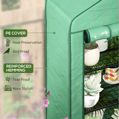 Outsunny Four-Tier Mini Greenhouse, with Reinforced Plastic Cover 