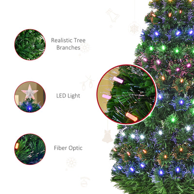 HOMCOM 5FT Pre-Lit Artificial Christmas Tree w/ Lights Star Topper Metal Base Home Seasonal Decoration 