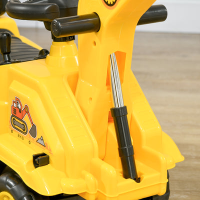 HOMCOM 2 in 1 Kids Ride On Tractor Pull Cart with Bucket, Under Seat Storage, Horn, High Backrest, for 1.5-4 Years Old, Yellow 