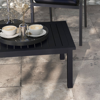 Outsunny 100cm x 60cm Aluminium Outdoor Coffee Table - Black 