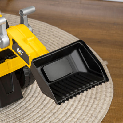 HOMCOM CAT Licensed Kids Construction Ride-On Toddler Digger Excavator Foot-To-Floor Ride-On Toy w/ Manual Shovel, Horn, Hidden Storage, for Ages 1.5-3 Years 