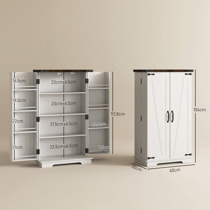 HOMCOM Multi-Storage Farmhouse Style Cabinet - White 