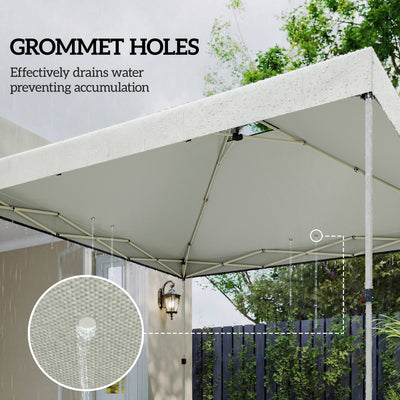 Outsunny Gazebo Roof Replacement UV50+ Waterproof Pop Up Canopy Cover with 8 Drainage Holes 3 x 3 m White 
