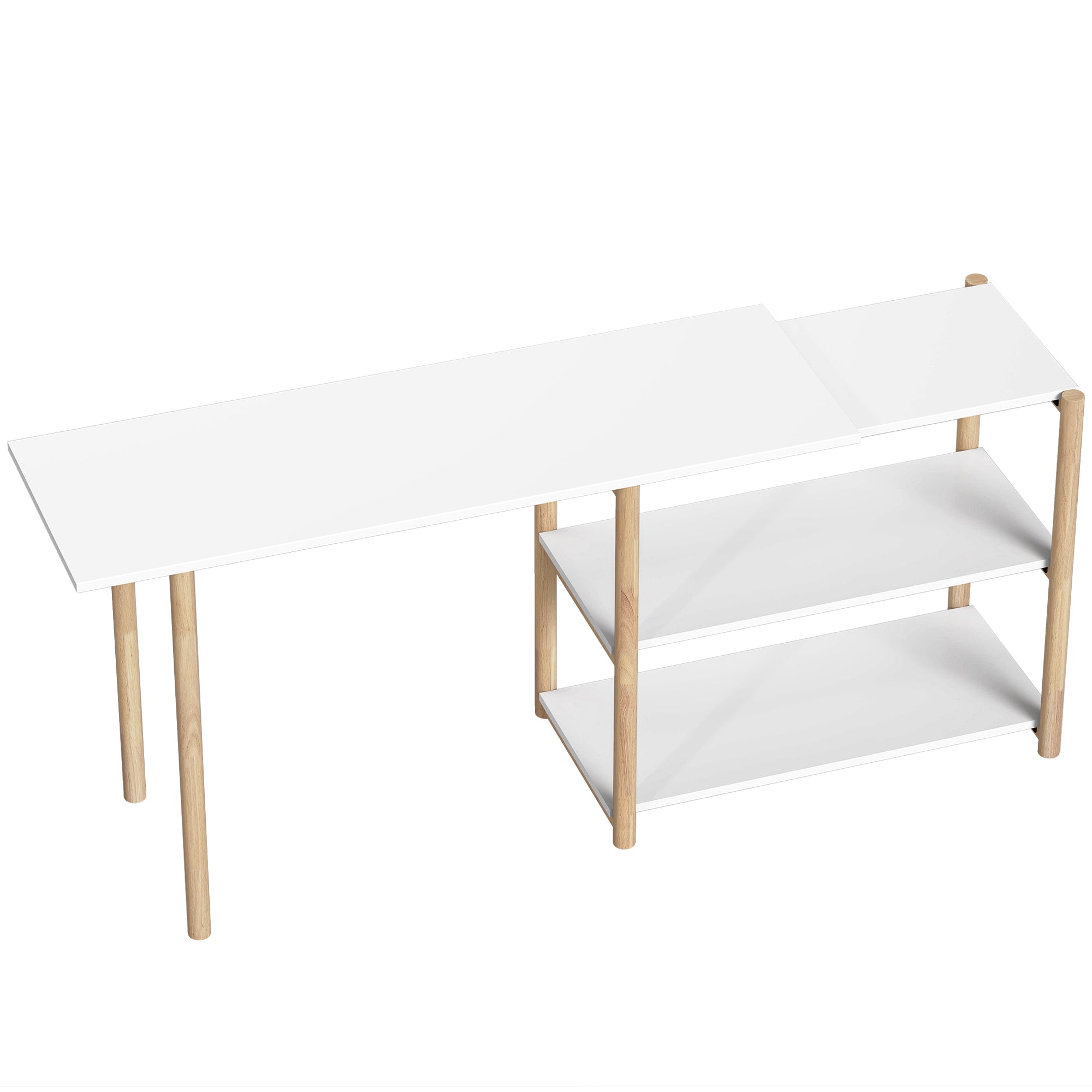 HOMCOM Computer Desk with Storage Shelves Modern Writing Desk Bamboo Frame for Home Office 150 cm White and Oak 