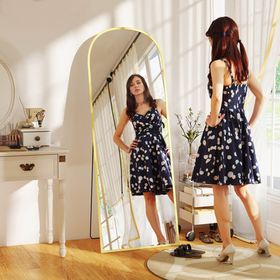 HOMCOM 165cm Aluminium Frame Standing Mirror - Gold 