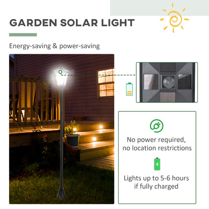 Outsunny Outdoor Garden Solar Post Lamp Photosensitive LED Lantern Bollard Pathway 1.2M Tall – Black 