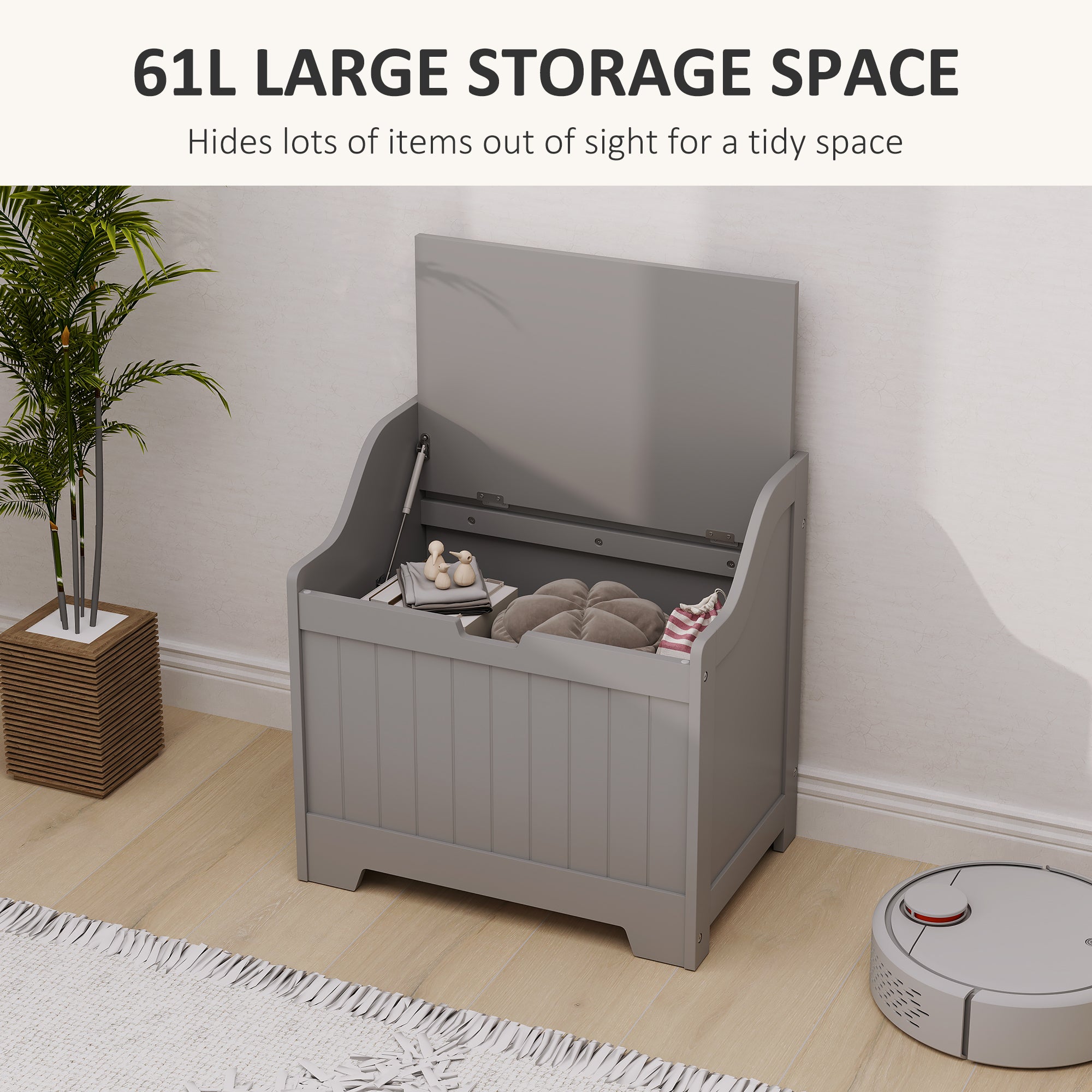 HOMCOM 61L Home Storage Chest - Grey
