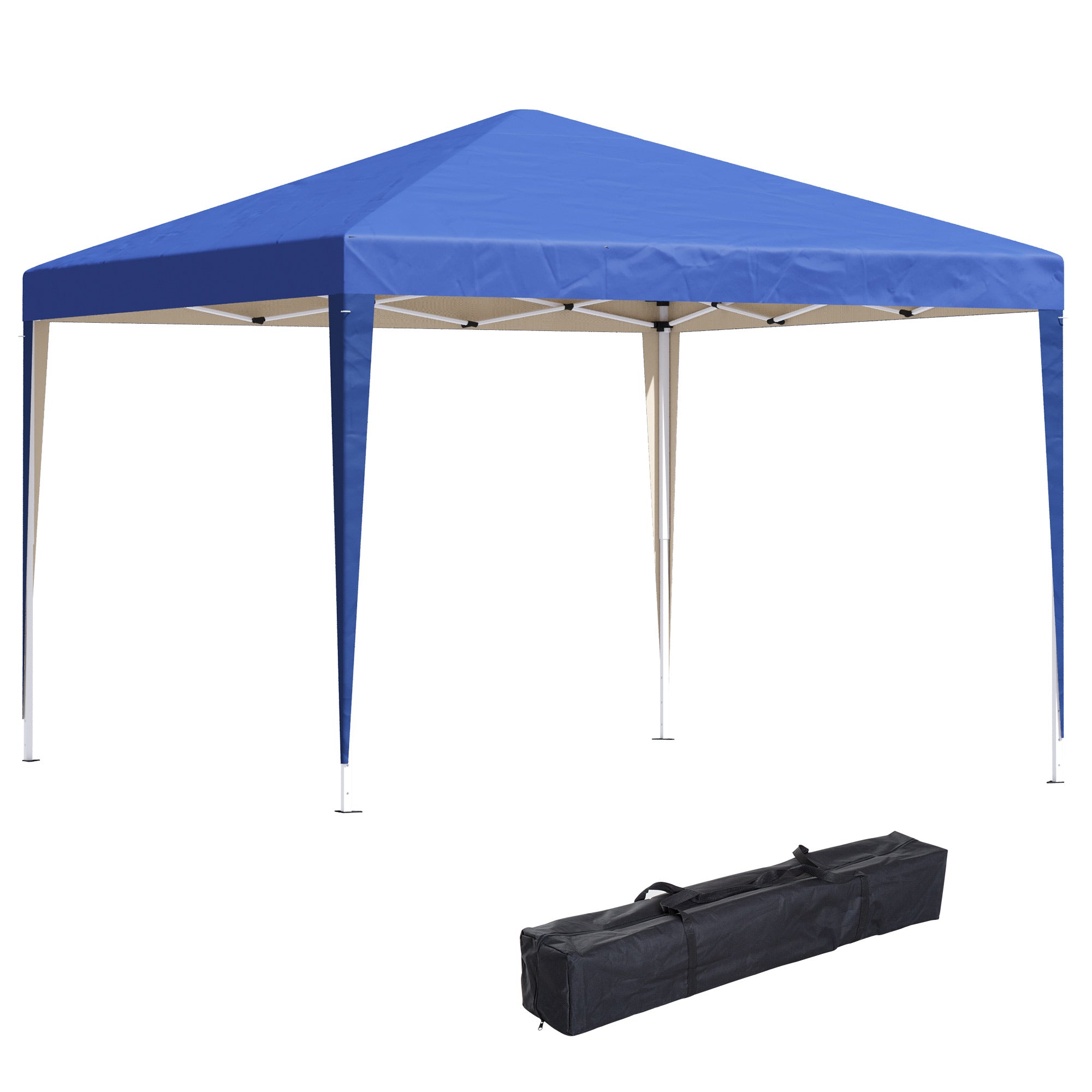 Outsunny 3 x 3M Garden Pop Up Gazebo Height Adjustable Marquee Party Tent Wedding Canopy with Carrying Bag, Blue 