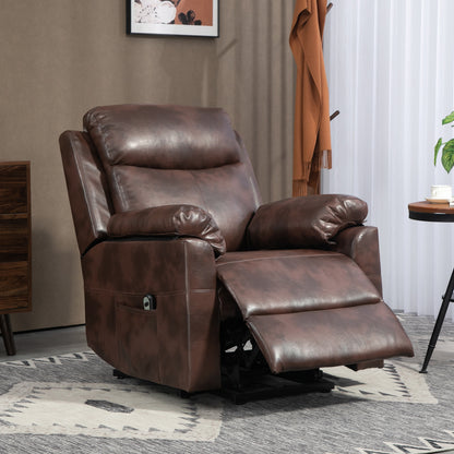 HOMCOM Faux Leather 70\'c2\'b0 Electric Riser Recliner Chair, Dark Brown