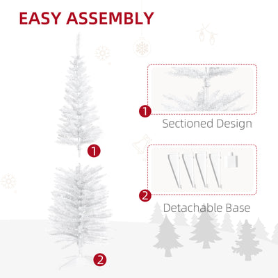 HOMCOM 5ft Unlit Artificial Christmas Tree, Pencil Slim Xmas Tree with Solid Stand and Realistic Branches, White 