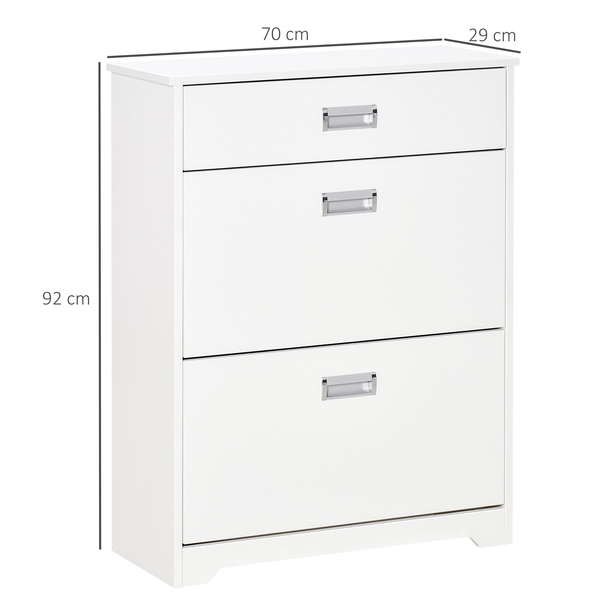 HOMCOM Shoe Cabinet, Slim Shoe Storage Cabinet with Drawer, 2 Flip-up Doors and Adjustable Shelf, Narrow Shoe Cupboard for 16 Pairs of Shoes for Entryway, Hallway, White 