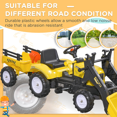 HOMCOM Kids Pedal Go Kart Excavator-Yellow 