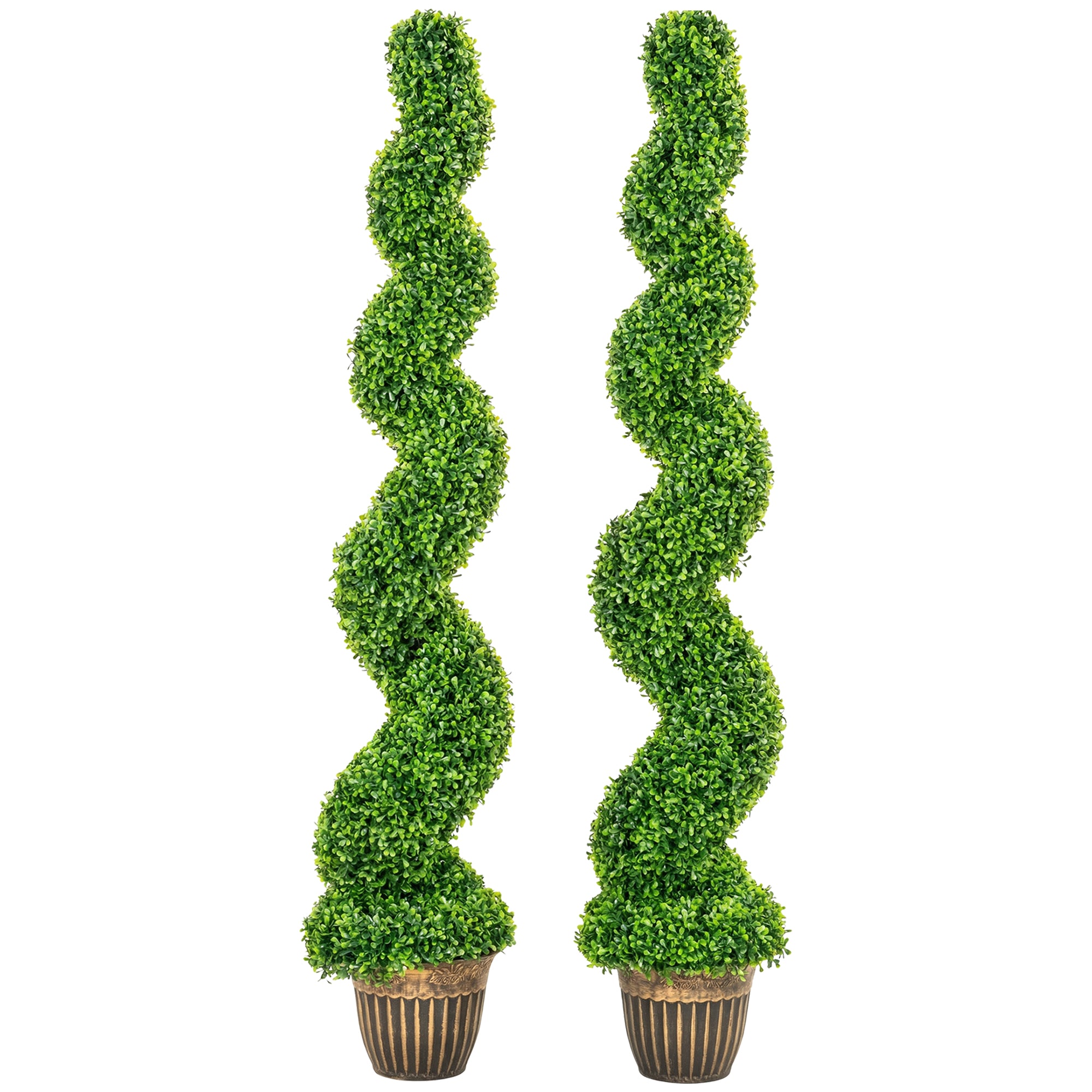 HOMCOM Set of 2 Artificial Plants, Topiary Spiral Boxwood Trees with Pot, for Home Indoor Outdoor Decor, 150cm 