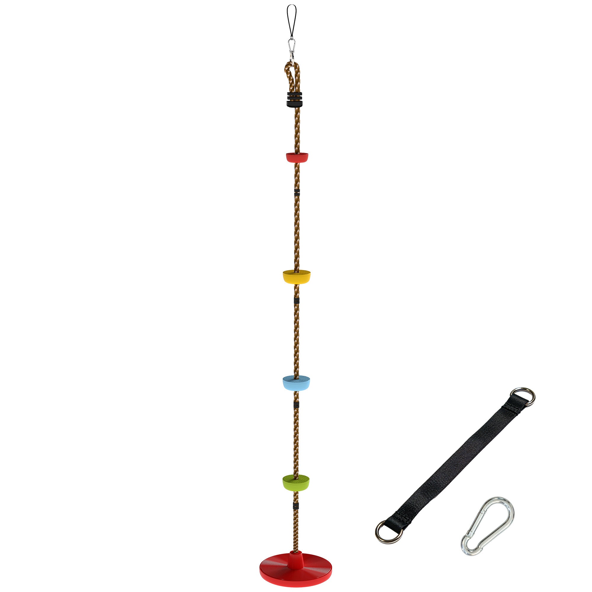 AIYAPLAY Climbing Rope, Kids Tree Swing Kit with Platforms and Disc Swings Seat, Obstacle Course Kids for Garden, Red 
