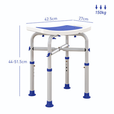 HOMCOM 44-51.5cm Aluminium Frame Shower/Bath Stool - White 