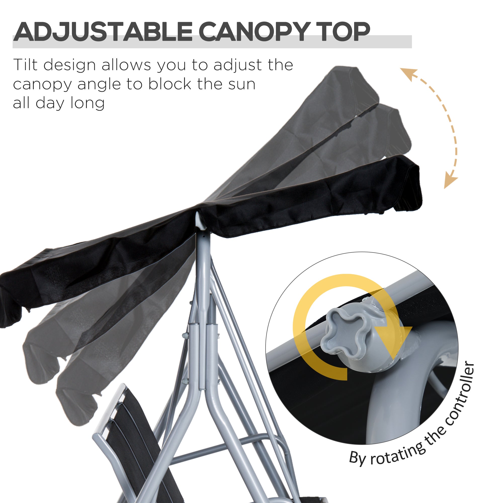 Outsunny Outdoor 3-Seater Swing Chair-Black 