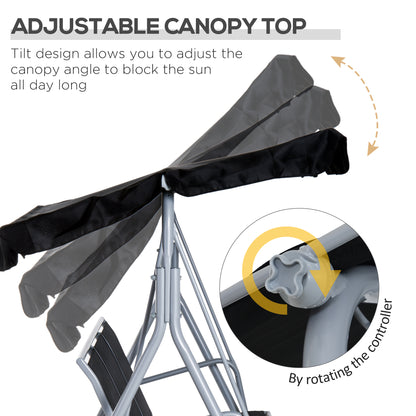 Outsunny Outdoor 3-Seater Swing Chair-Black 