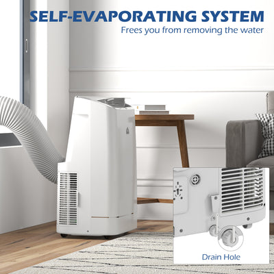 HOMCOM 14000 BTU Mobile Air Conditioner, 35m\'c2\'b2, Smart Home WiFi, with Dehumidifier, Fan, 24H Timer, Window Kit, White 