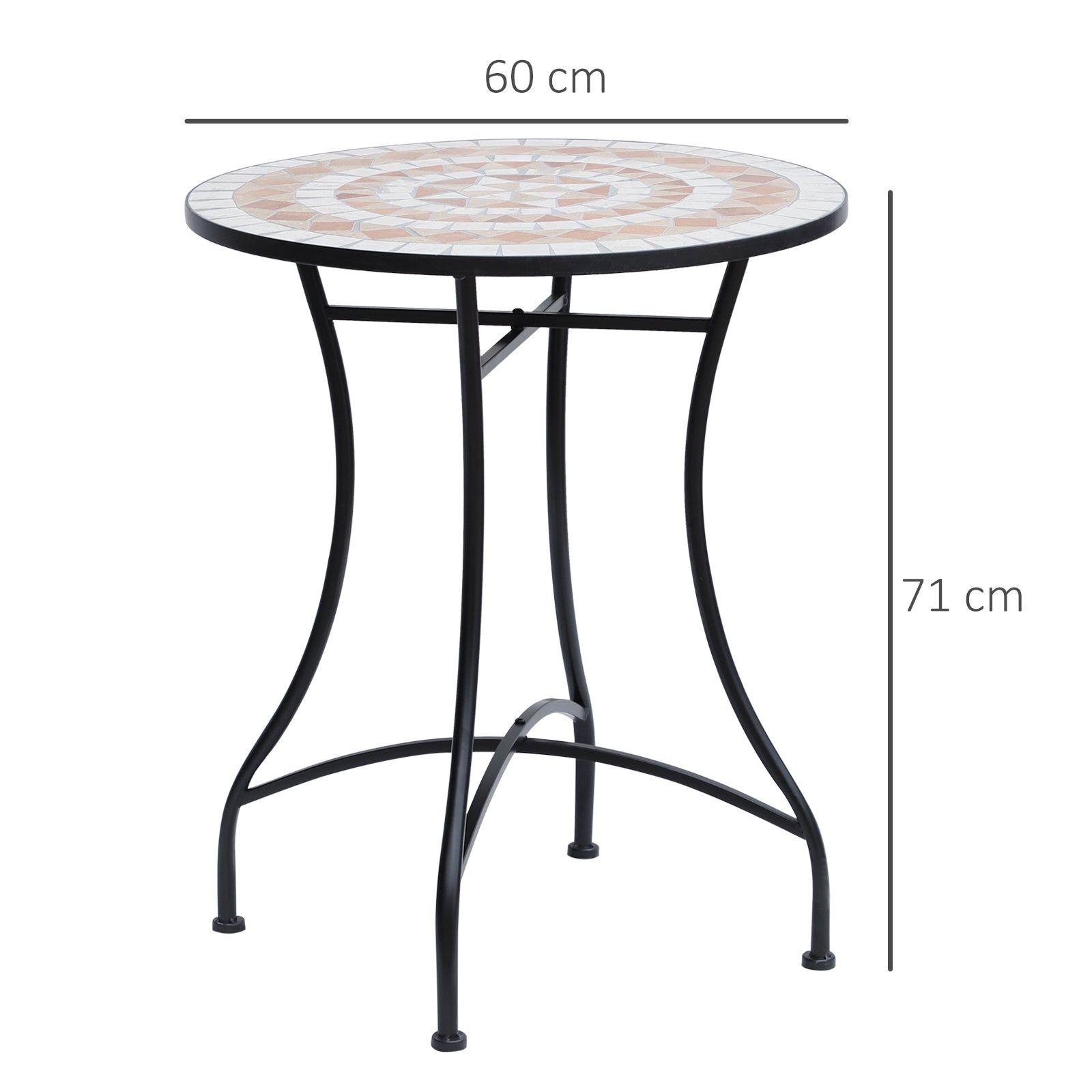 Outsunny 60cm Mosaic Round Bistro Table Side Bar Table Patio Garden Outdoor Balcony Furniture 