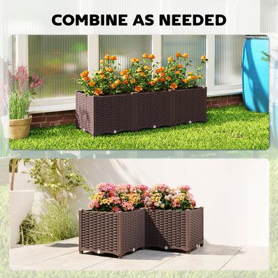 Outsunny Plastic Raised Garden Bed with Legs, Self Watering Elevated Planter Boxes with Drainage Holes and Plugs 