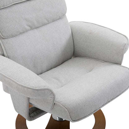 HOMCOM Recliner Chair Ottoman Set 360\'c2\'b0 Swivel Sofa Stool Modern Soft Thick Padding Wood Base Grey 