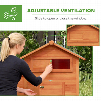 PawHut Chicken Coop, Wooden Hen House with Nesting Box, Pull-Out Tray, Sliding Window, Waterproof Roof, Perches and Ramp 