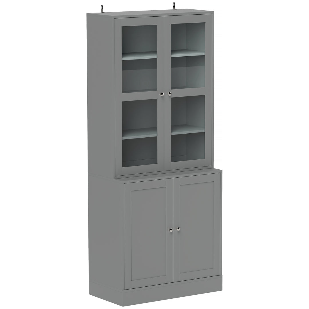 HOMCOM Double Storage Display Cabinet - Grey 