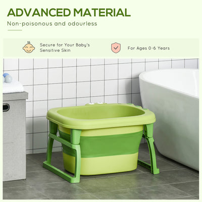 HOMCOM Foldable Baby Bathtub, with Stool - Green 
