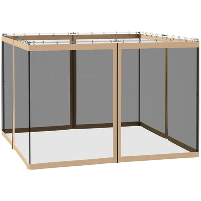 Outsunny 302 x 207cm Universal Replacement Mesh Sidewall Netting for Gazebos and Canopy Tents, (Sidewall Only) Beige 