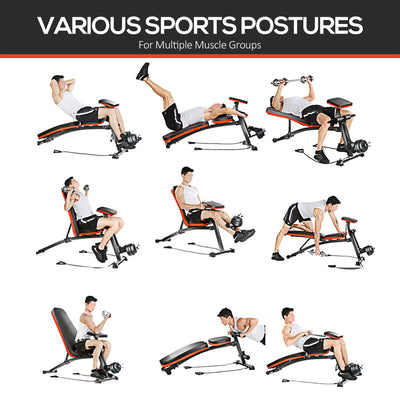HOMCOM Adjustable Reclined Dumbbell Bench Weight Lifting Set Folding Sit Up Ab Bench Home Training Gym Multiuse Workout Exercise Fitness with 2 x 4kg Dumbbells 