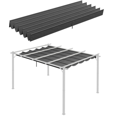 Outsunny Retractable Pergola Shade Cover, Replacement Canopy for 4 x 3 (m) Pergola, Retractable Roof, Dark Grey 