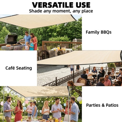 Outsunny Sun Shade Sail UV Protection Canopy with Stainless Steel Eyelets for Patio Garden 2 x 3 m Beige 
