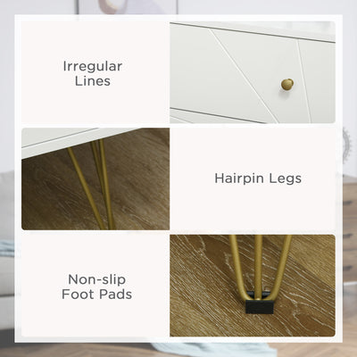 HOMCOM Tall Chest of Drawers, 4-Drawer Dresser for Bedroom, Modern Storage Cabinets with Hairpin Legs, White 
