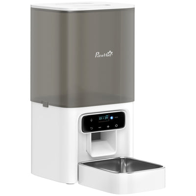 PawHut Programmable Automatic Cat Feeder with Timer Up to 6 Meals Per Day, 10s Voice Recorder, Portion Control 