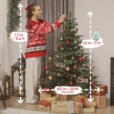 HOMCOM 5ft Artificial Christmas Tree with Realistic Branches, Easy Assembly - Green 