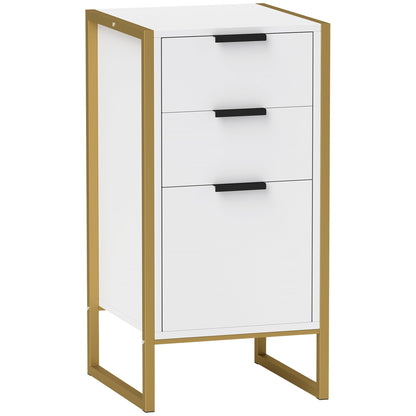 HOMCOM Bedroom Chest of Drawers, Industrial 3-Drawer Dresser, Storage Drawers Unit with Metal Frame for Living Room, White 