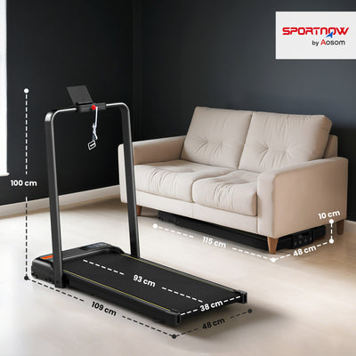 SPORTNOW Folding Treadmill Walking Pad, 2HP Portable Under Desk Treadmill with Handle, Running Jogging Walking Machine 