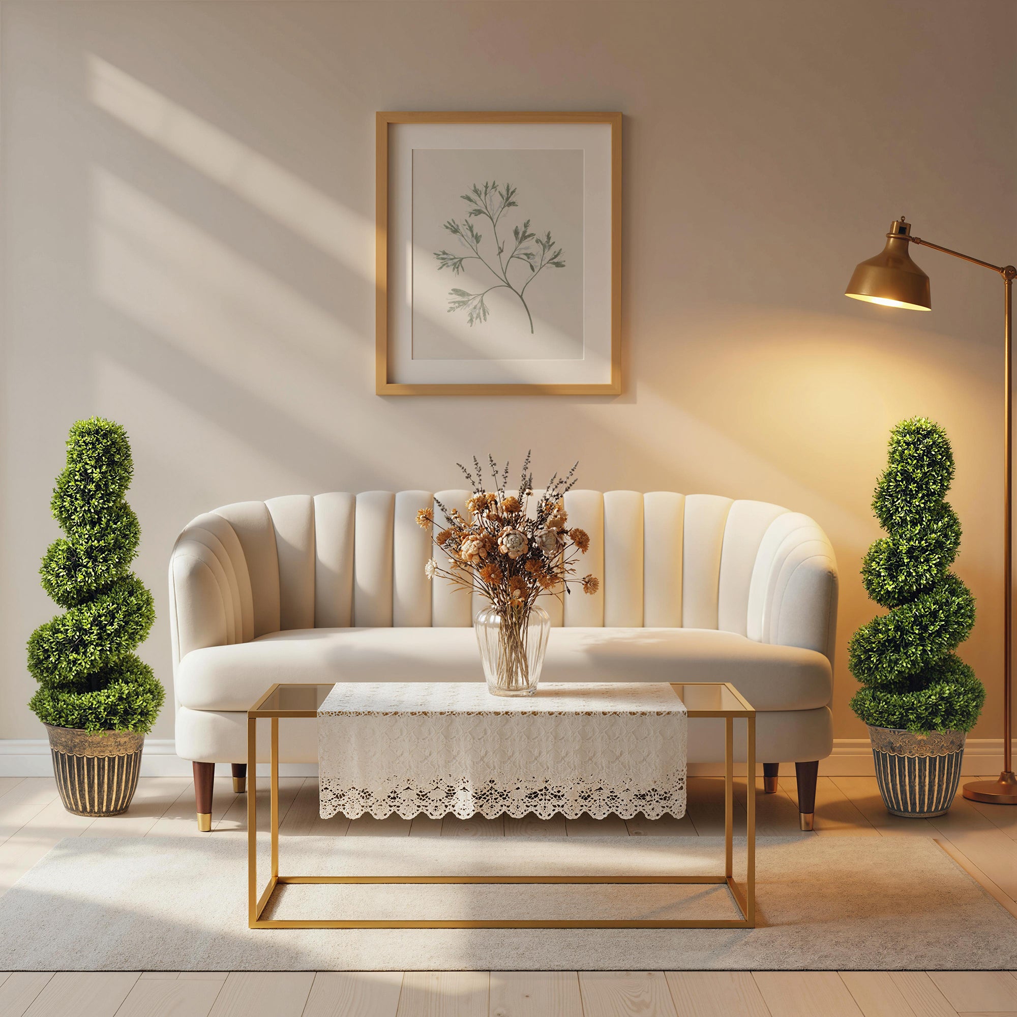 HOMCOM Set of 2 Artificial Plants, Topiary Spiral Boxwood Trees with Pot, for Home Indoor Outdoor Decor, 90cm 