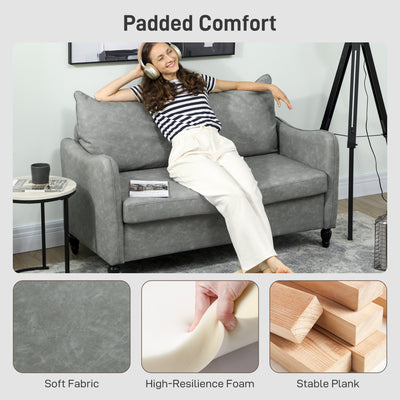 HOMCOM Faux Leather Marble-Effect Two-Seater Sofa - Grey 