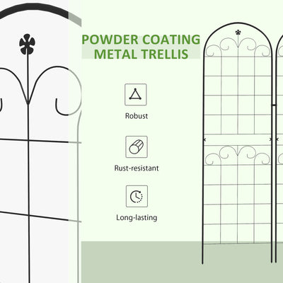 Outsunny Metal Trellis Set of 2, Garden Trellis for Climbing Plants Support Frames, Floral Design 
