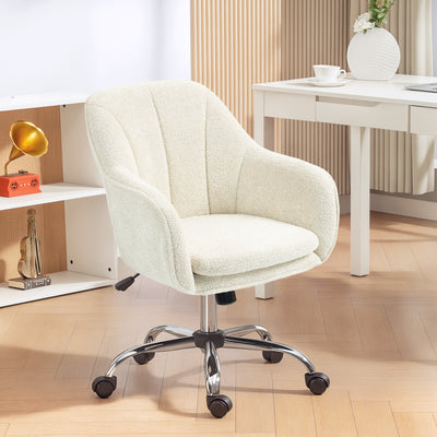 HOMCOM Velvet-Feel Office Chair - Beige 