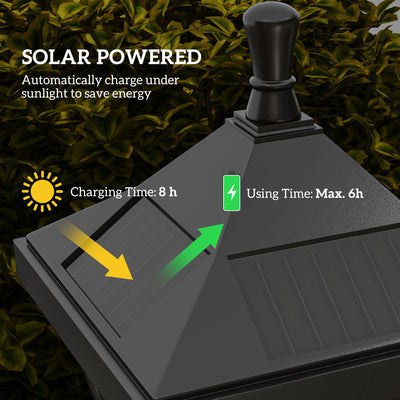 Outsunny 1.3 m Garden Lamp Post Light, LED Outdoor Solar Post Lights, Waterproof IP44 for Patio, Garden, Pathway, Cool White 