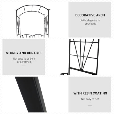 Outsunny Garden Bench, 2 Seater Outdoor Patio Bench, Metal Garden Loveseat with Arch for Vines and Climbing Plants, Black 