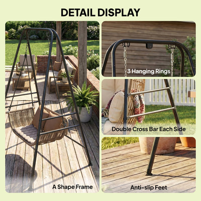 Outsunny Hammock Chair Stand Only, 150KG Load Capacity, for Indoor Outdoor, Black 