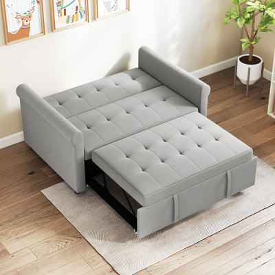 HOMCOM Two-Seater Velvet-Feel Sofa Bed - Grey 