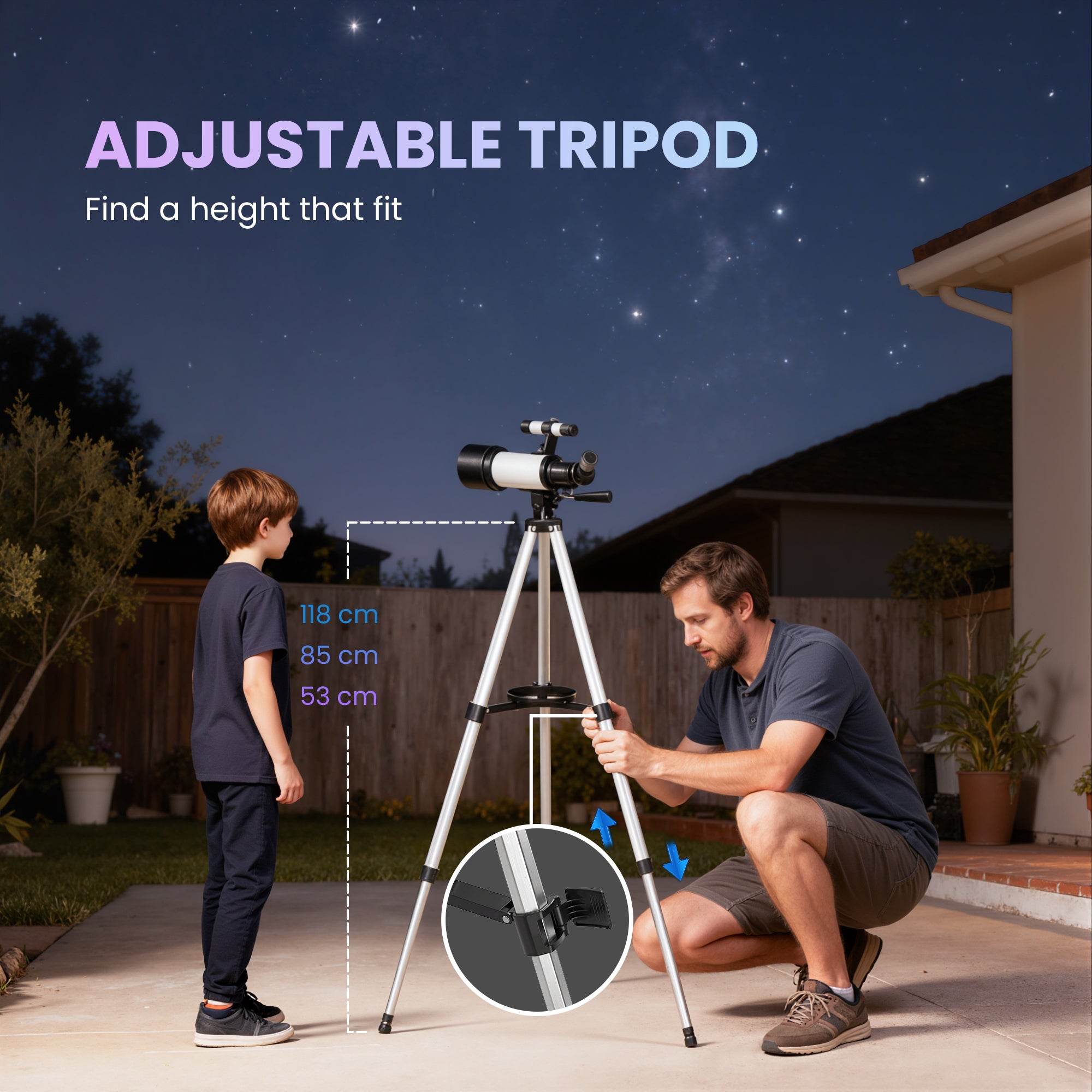 Outsunny Astronomy Telescope for Adults and Beginners with 70 mm Aperture, Carry Bag, White 